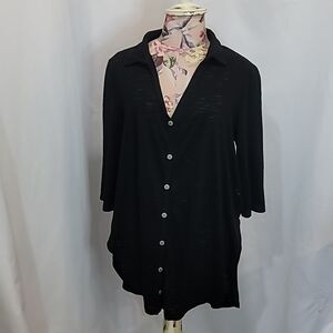 FREE with purchase UMGEE Semi Sheer High Low Button Up Quarter Sleeve